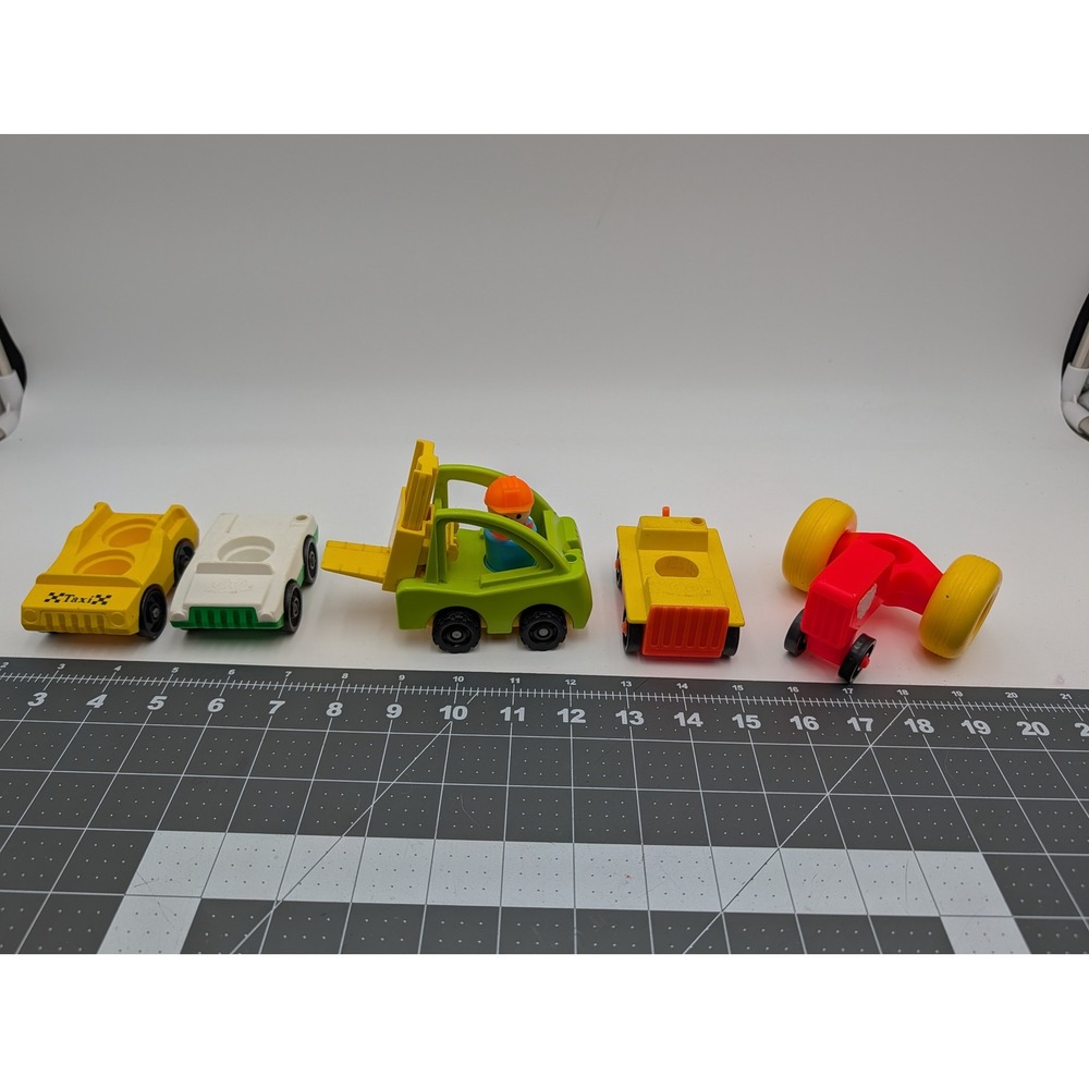 Fisher Price Little People Vehicle Lot Taxi Forklift‎ Tractor Construction